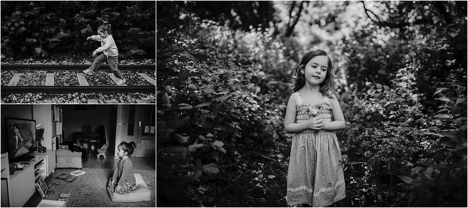 Documentado la infancia con fotografías en blanco y negro.