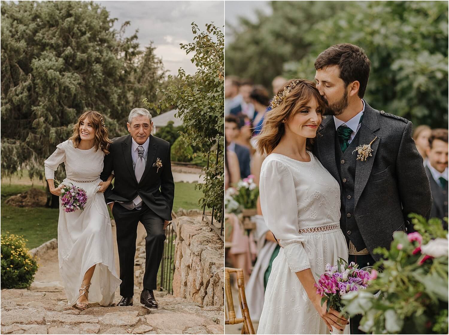 Fotografía de boda al atardecer en la finca El Tomillar