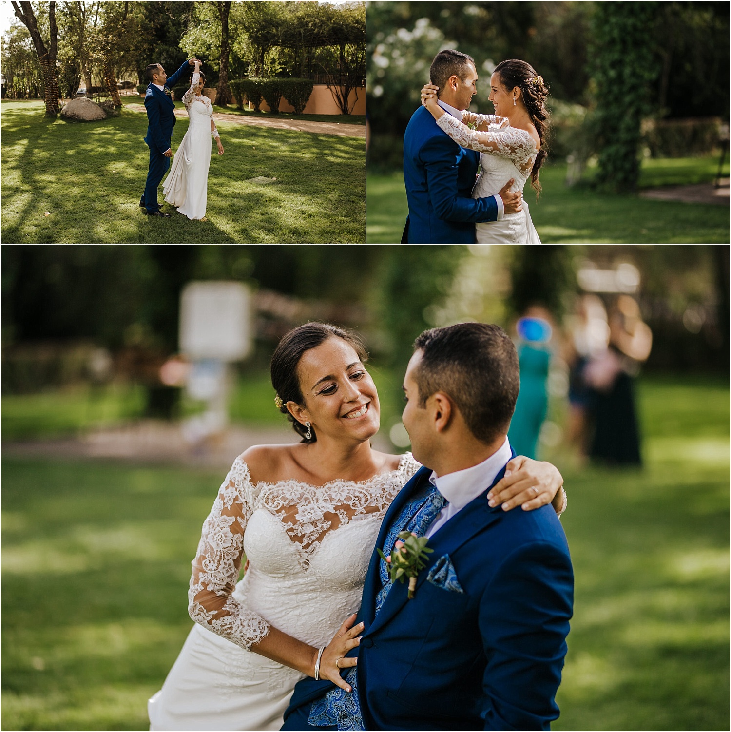 pareja sonriendo en el baile nupcial