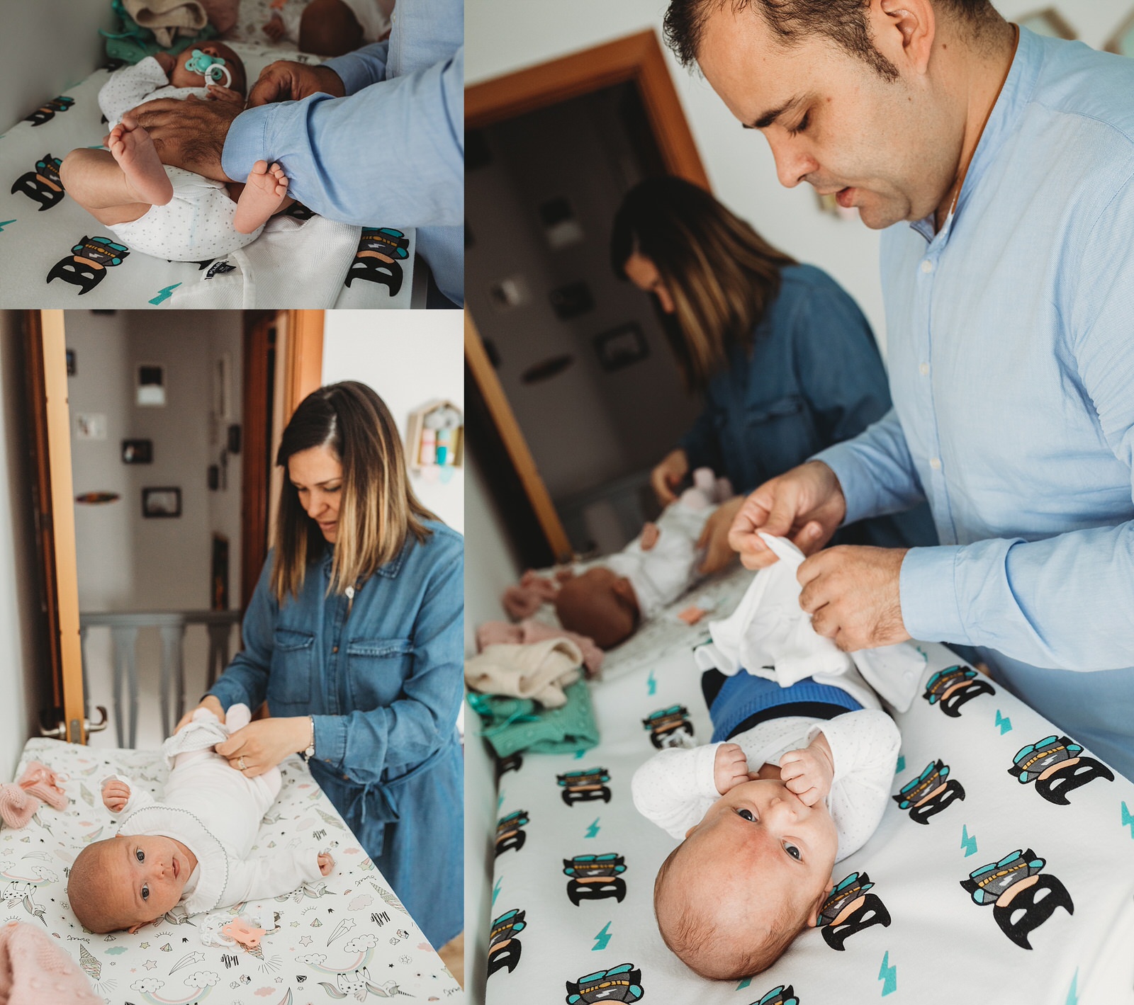 Sesión de fotos de mellizos en casa