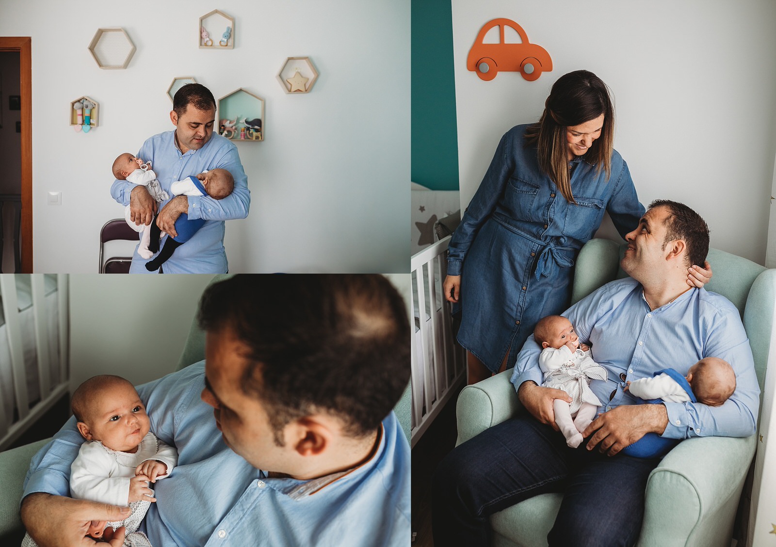 Sesión de fotos de mellizos en casa