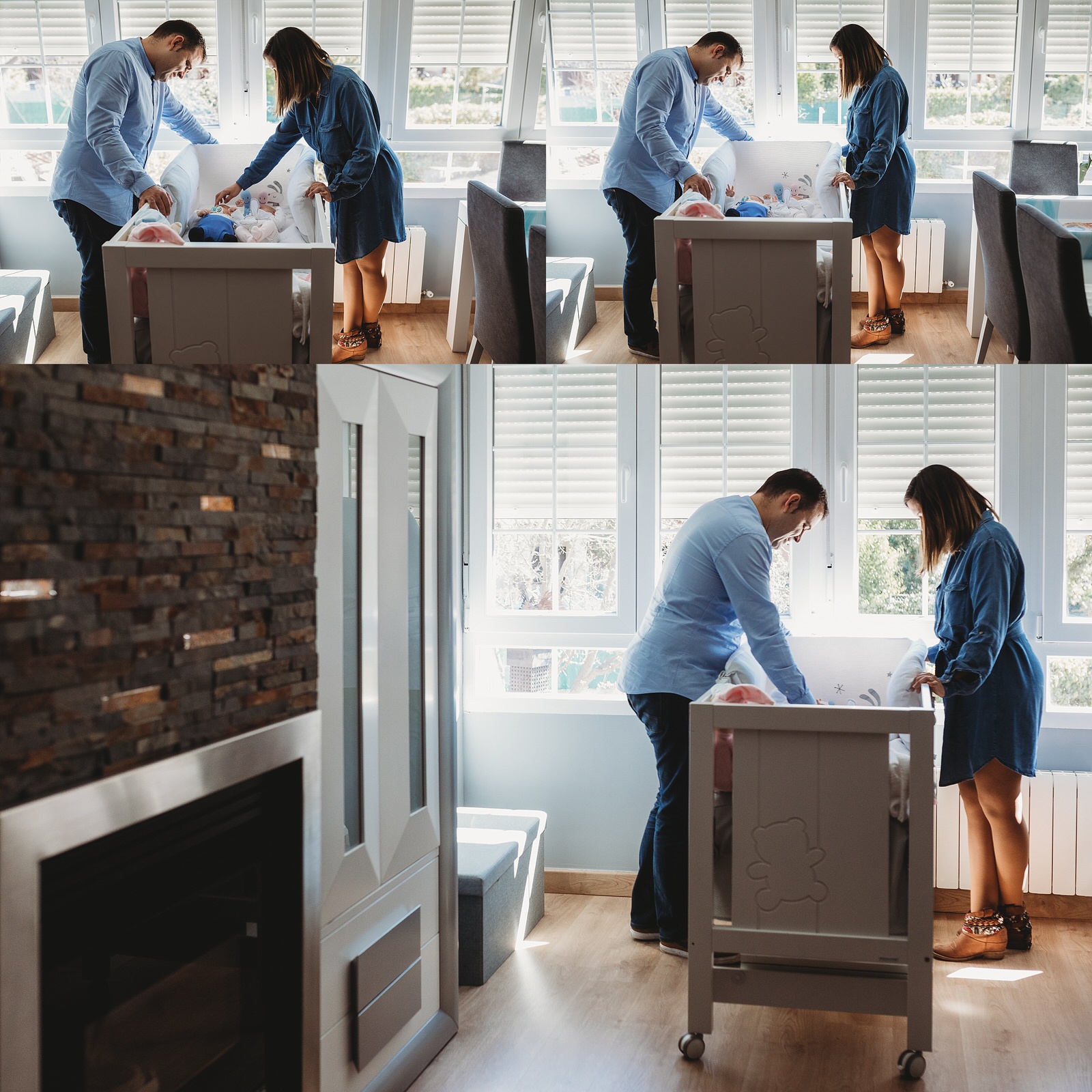 Sesión de fotos de mellizos en casa